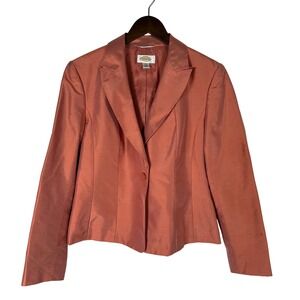 Talbots Silk Shantung One Button Blazer 10 Pumpkin Orange Old Money Elegant Chic